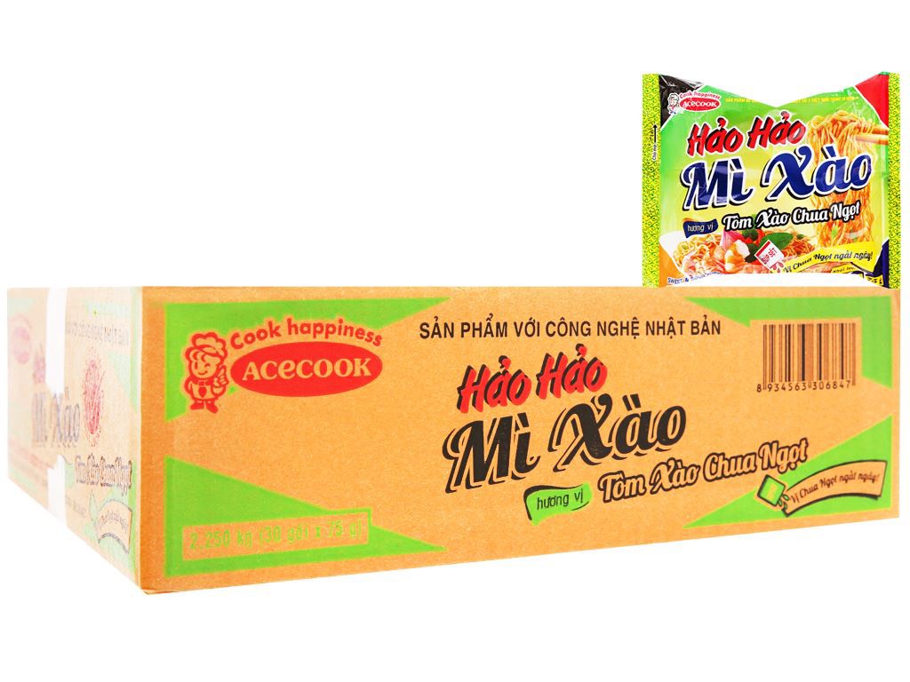 Mì Hảo Hảo Tôm Xào Chua Ngọt - Thùng 30 Gói X 75g