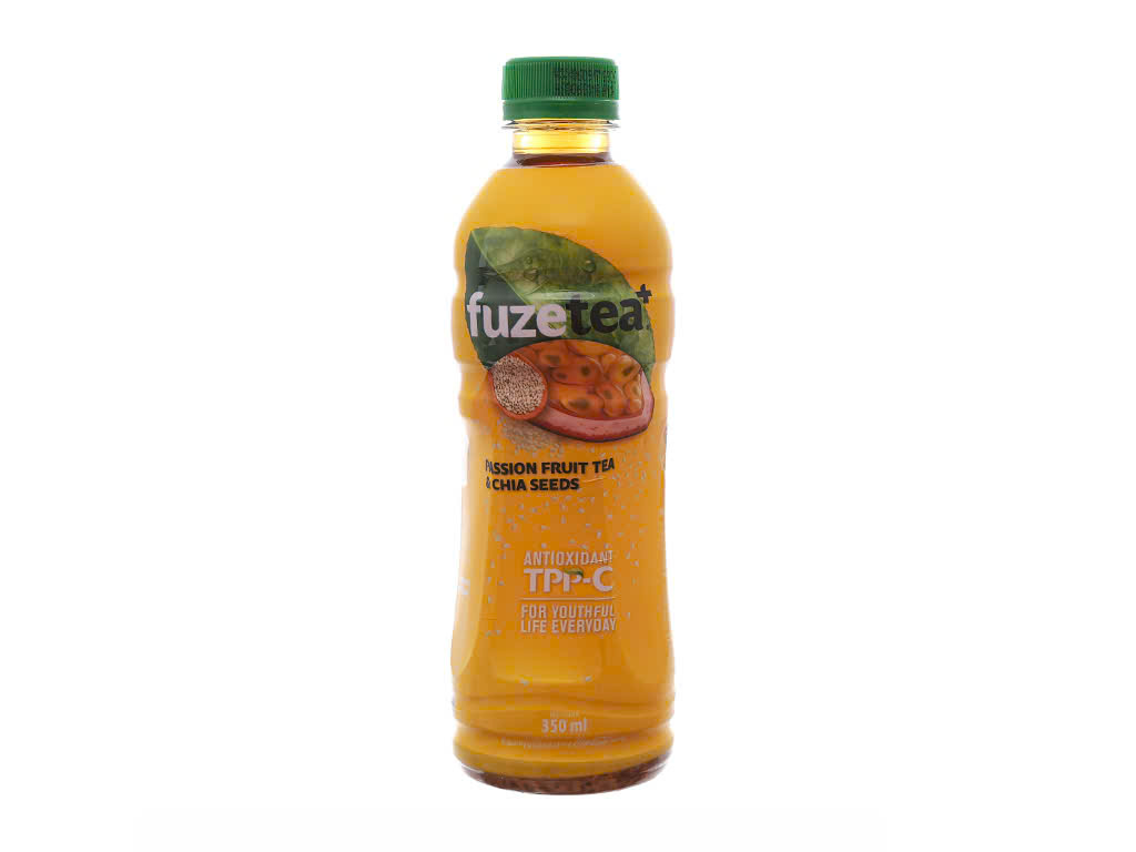 Trà FUZE TEA+ chanh dây và hạt chia chai 350ml - Thùng 24 x 350ml