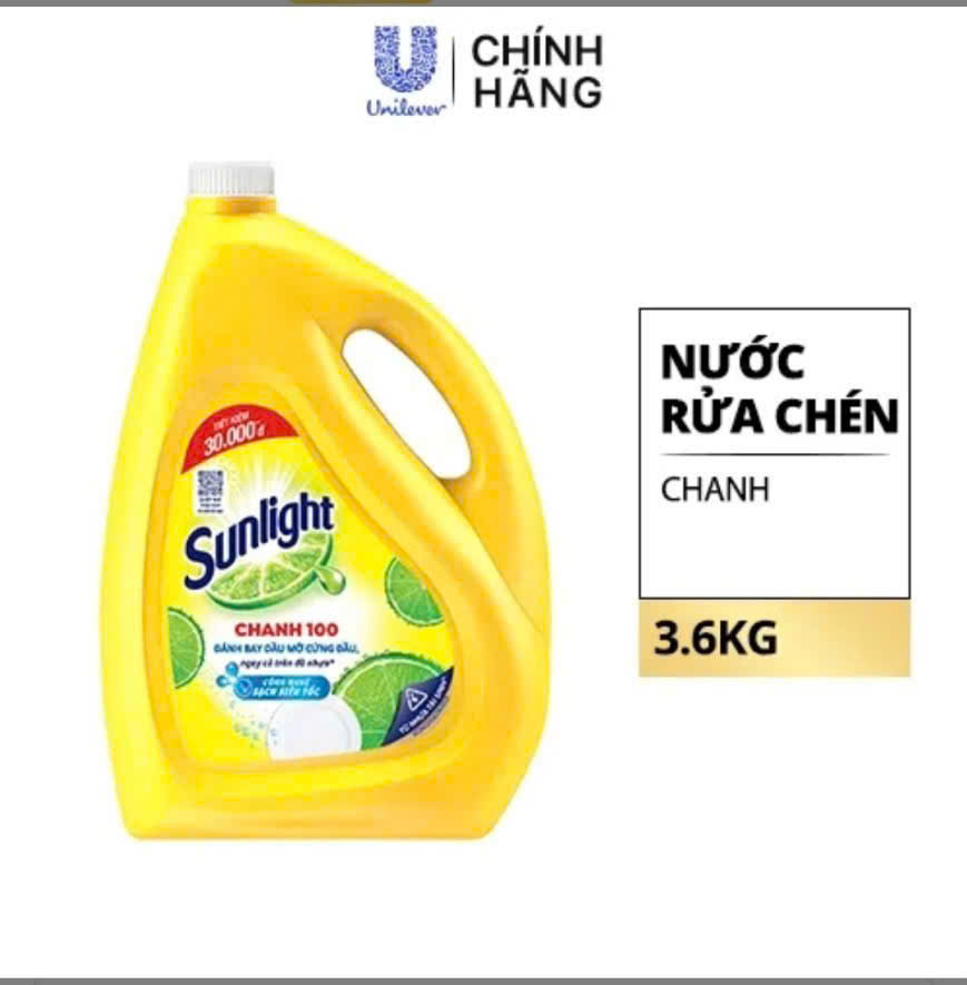 nước rửa chén  sunlight 3.6 kg -3 can