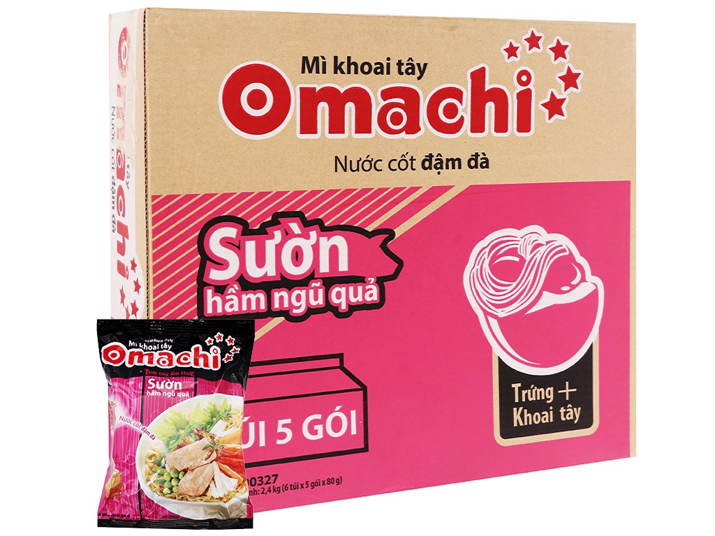 Mì Omachi Sườn Hầm Ngũ Quả - Thùng 30 Gói X 80g ( tặng thêm 2 gói )