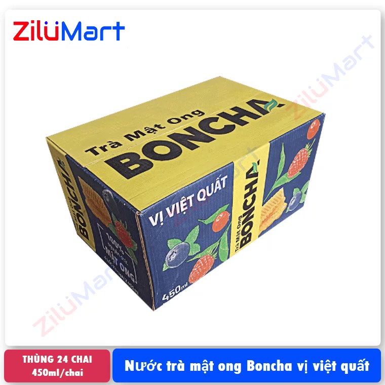 Trà Mật Ong Boncha Việt Quất - Thùng 24 Chai X 450ml